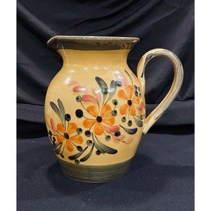 Mustard Yellow French Country Pottery Pitcher Glazed France 5” Handmade
